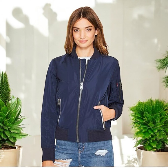 NEW Women's Levi’s Navy Blue Flight Bomber Jacket - Picture 5 of 16